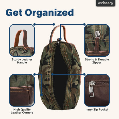 emissary Toiletry Bag for Men, Canvas Travel Toiletry Bag Men's Dopp Kit, Water-resistant Bathroom Bag Mens Shaving Kit, Travel Kit Small Bags, Shaving Bag, Toiletry Bags