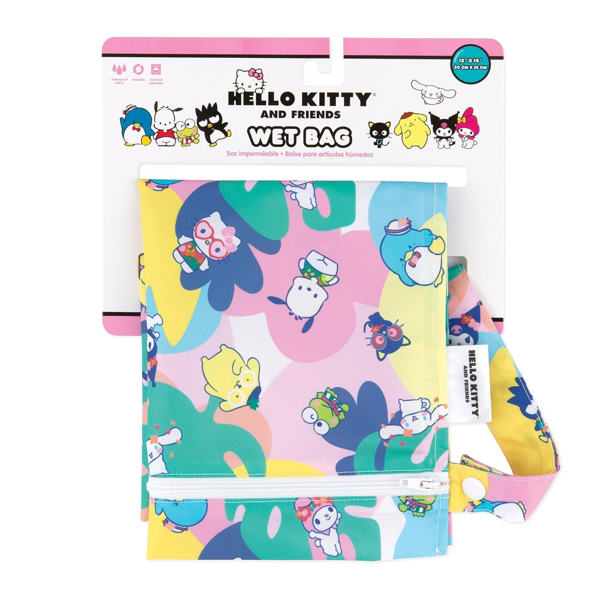 Bumkins Waterproof Wet Bag for Baby, Travel, Swim Suit, Cloth Diapers, Pump Parts, Pool, Beach, Gym Clothes, Toiletry, Hook to Stroller, Daycare, Zipper Reusable Wetdry Packing Pouch, Jungle