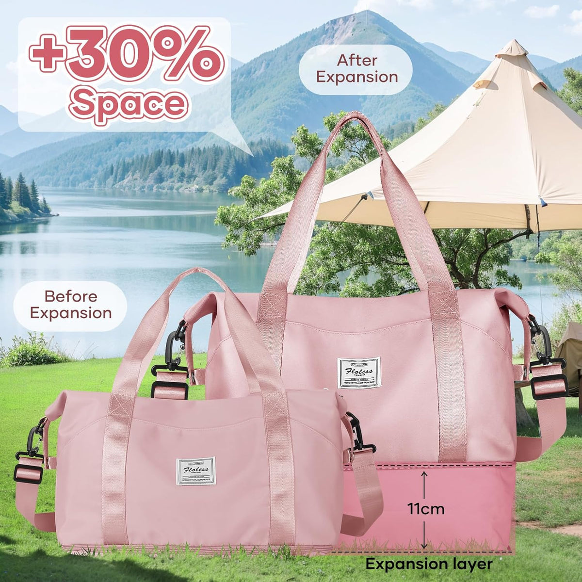 Travel Duffel Bag, Sports Tote Gym Bag, Shoulder Weekender Overnight Bag for Women - Colors B