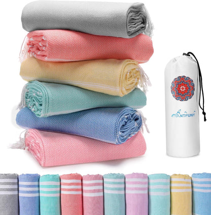 Antfuny Turkish Beach Towels Vacation Essentials Quick Dry Sand Free Oversized Bath Pool Swim Towel Extra Large XL Blanket Adult Travel Cruise Accessories Must Haves Clearance Stuff Necessities - Colors C