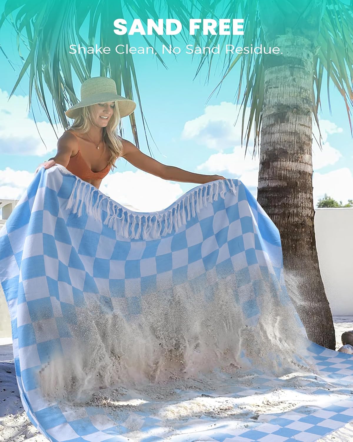 Antfuny Turkish Beach Towels Vacation Essentials Quick Dry Sand Free Oversized Bath Pool Swim Towel Extra Large XL Blanket Adult Travel Cruise Accessories Must Haves Clearance Stuff Necessities - Colors A