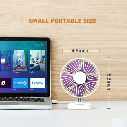 Koonie USB Desk Fan, Strong Wind Ultra Quiet Small Personal Fan with 180° Tilt Folding and 3 Speeds Adjustable, USB-C Corded Powered Mini USB Fan for Office Desktop Bedroom, NO BATTERY