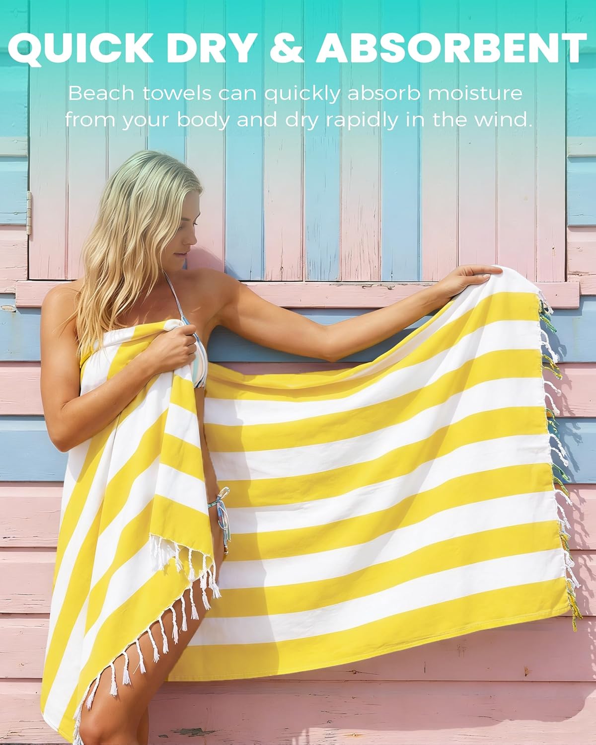 Antfuny Turkish Beach Towels Vacation Essentials Quick Dry Sand Free Oversized Bath Pool Swim Towel Extra Large XL Blanket Adult Travel Cruise Accessories Must Haves Clearance Stuff Necessities - Colors A