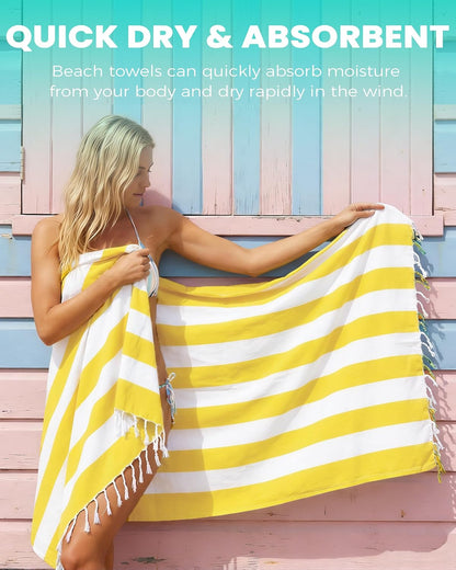 Antfuny Turkish Beach Towels Vacation Essentials Quick Dry Sand Free Oversized Bath Pool Swim Towel Extra Large XL Blanket Adult Travel Cruise Accessories Must Haves Clearance Stuff Necessities - Colors C