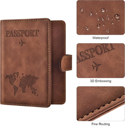 Eoehro Passport Holder for Travel Essentials, Passport Wallet Cover Case for Travel Must Haves Accessories,Passport Book Holders for Women and Men(black)