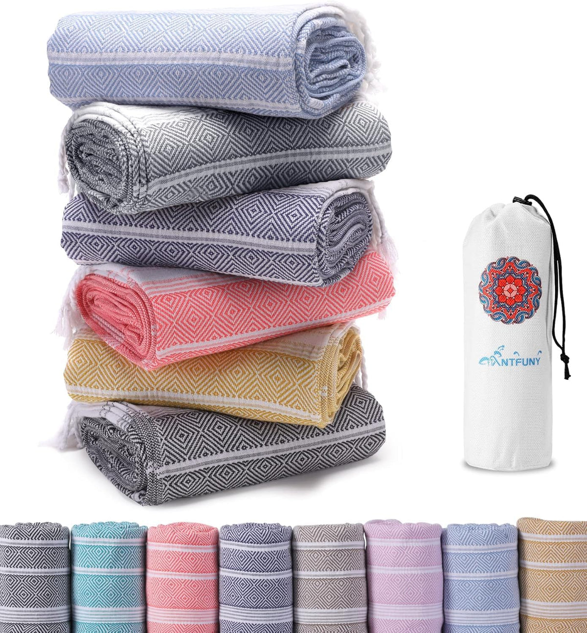 Antfuny Turkish Beach Towels Vacation Essentials Quick Dry Sand Free Oversized Bath Pool Swim Towel Extra Large XL Blanket Adult Travel Cruise Accessories Must Haves Clearance Stuff Necessities - Colors B