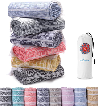 Antfuny Turkish Beach Towels Vacation Essentials Quick Dry Sand Free Oversized Bath Pool Swim Towel Extra Large XL Blanket Adult Travel Cruise Accessories Must Haves Clearance Stuff Necessities - Colors B