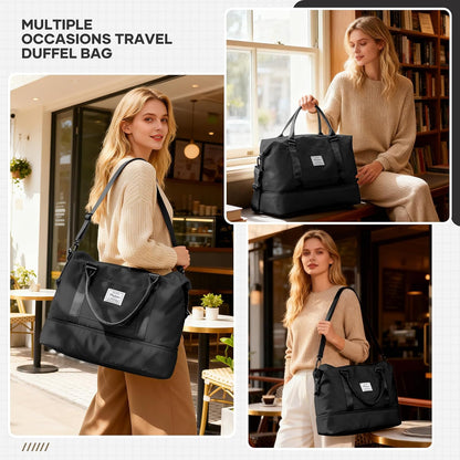 Travel Duffel Bag, Sports Tote Gym Bag, Shoulder Weekender Overnight Bag for Women - Colors A