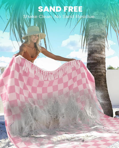 Antfuny Turkish Beach Towels Vacation Essentials Quick Dry Sand Free Oversized Bath Pool Swim Towel Extra Large XL Blanket Adult Travel Cruise Accessories Must Haves Clearance Stuff Necessities - Colors C