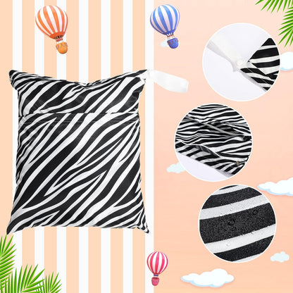 Frienda 4 Pack Wet Bags for Swimsuits, Waterproof Reusable Travel Wet Dry Bags with Zippered Pockets for Beach Pool Swimwear, Towels, Gym, Cloth Diapers, Summer Vacation Essentials(Nautical Style)