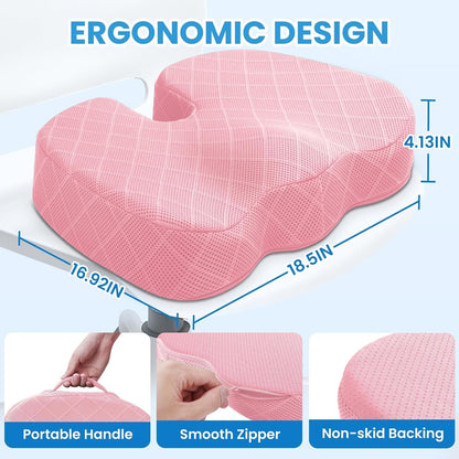 TushGuard Seat Cushion, Memory Foam Office Chair Cushion - Grey, Large