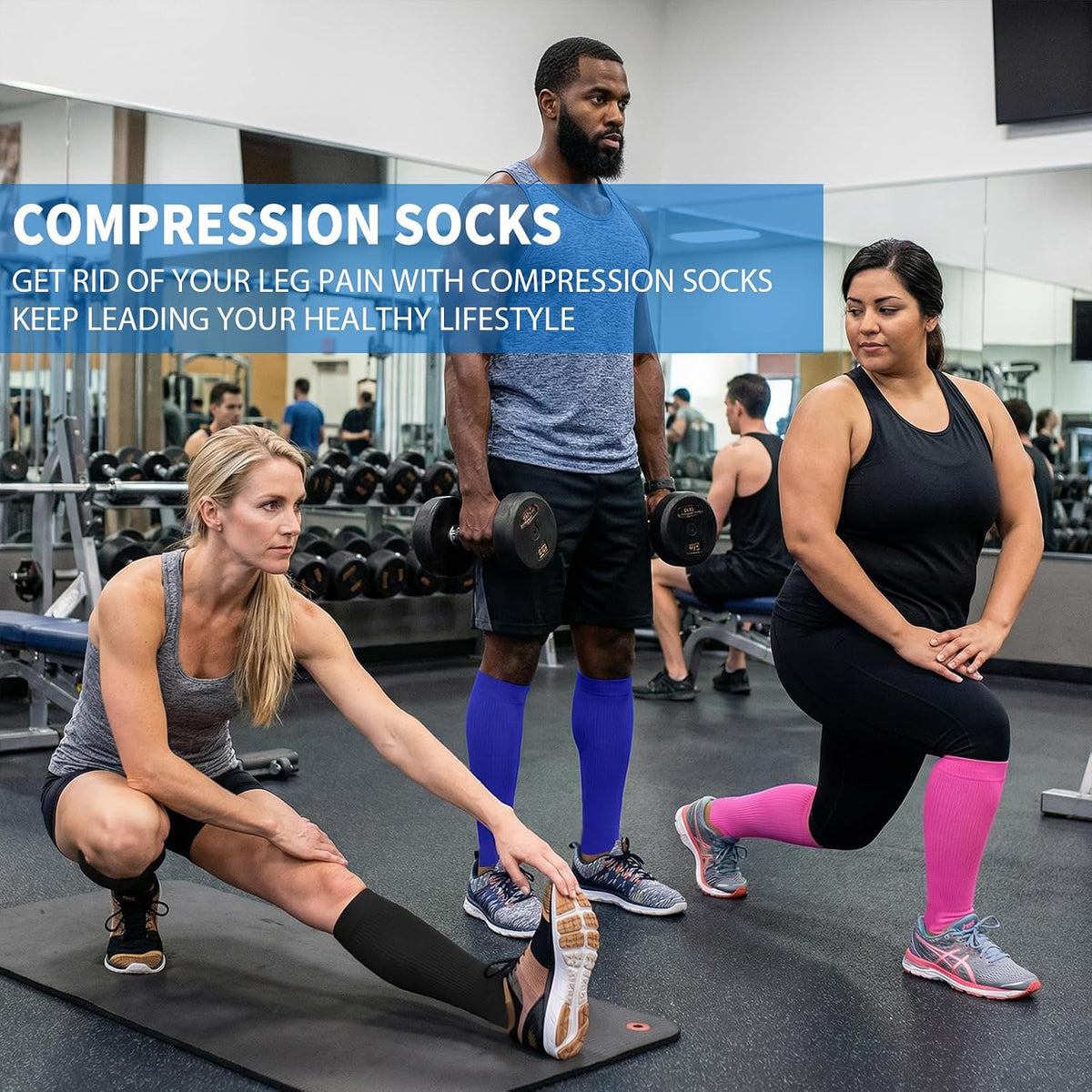 Sooverki Copper Compression Socks for Men & Women 8 Pack 15-20mmHg - Knee High Stockings Best Support for Running Athletic