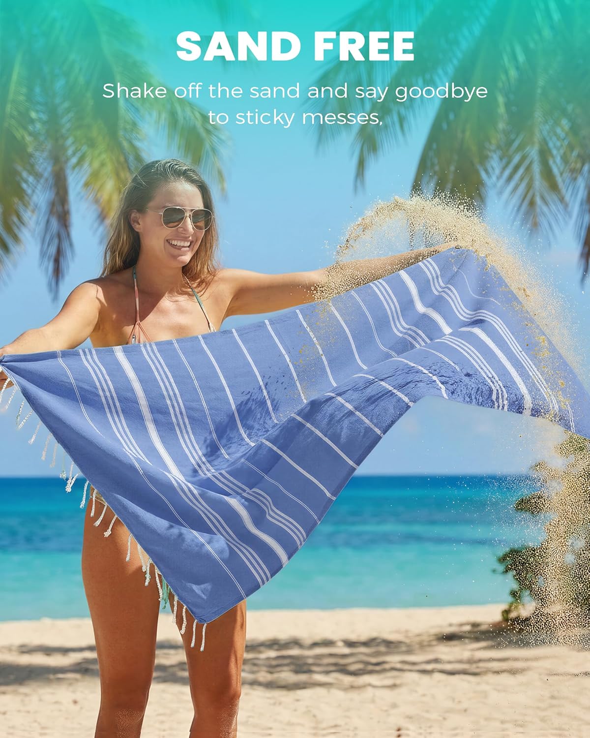Antfuny Turkish Beach Towels Vacation Essentials Quick Dry Sand Free Oversized Bath Pool Swim Towel Extra Large XL Blanket Adult Travel Cruise Accessories Must Haves Clearance Stuff Necessities - Colors B