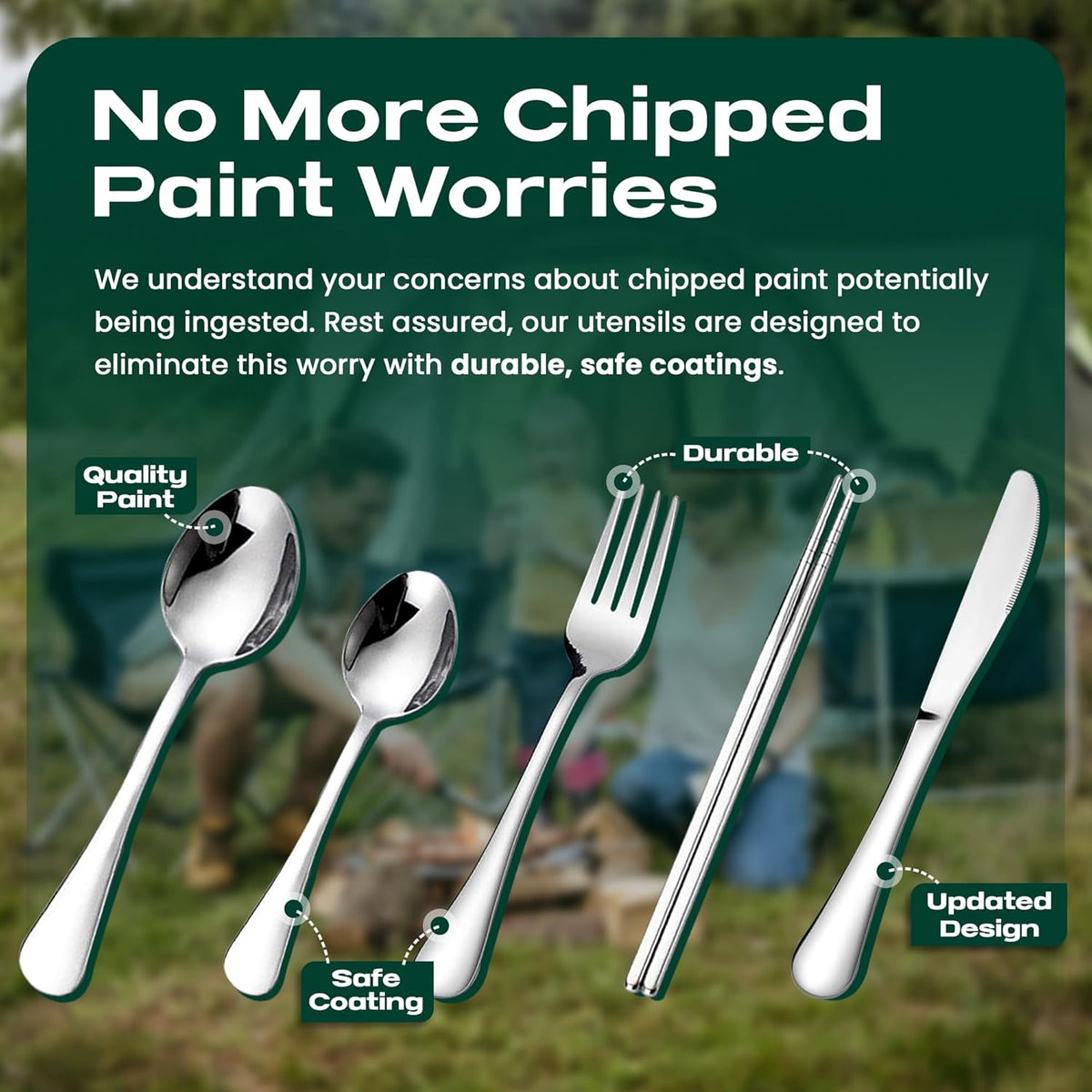 Taplord Portable Travel Silverware Set With Case, Includes of Travel Utensils With Case, Stainless Steel Flatware Set For Camping, Lightweight (Black)