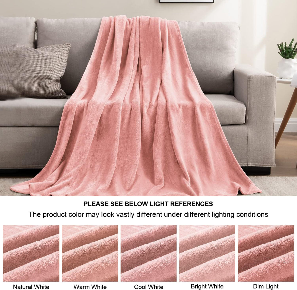 Fleece Blanket Soft Plush Throw for Couch Black 50"x60" - Colors A