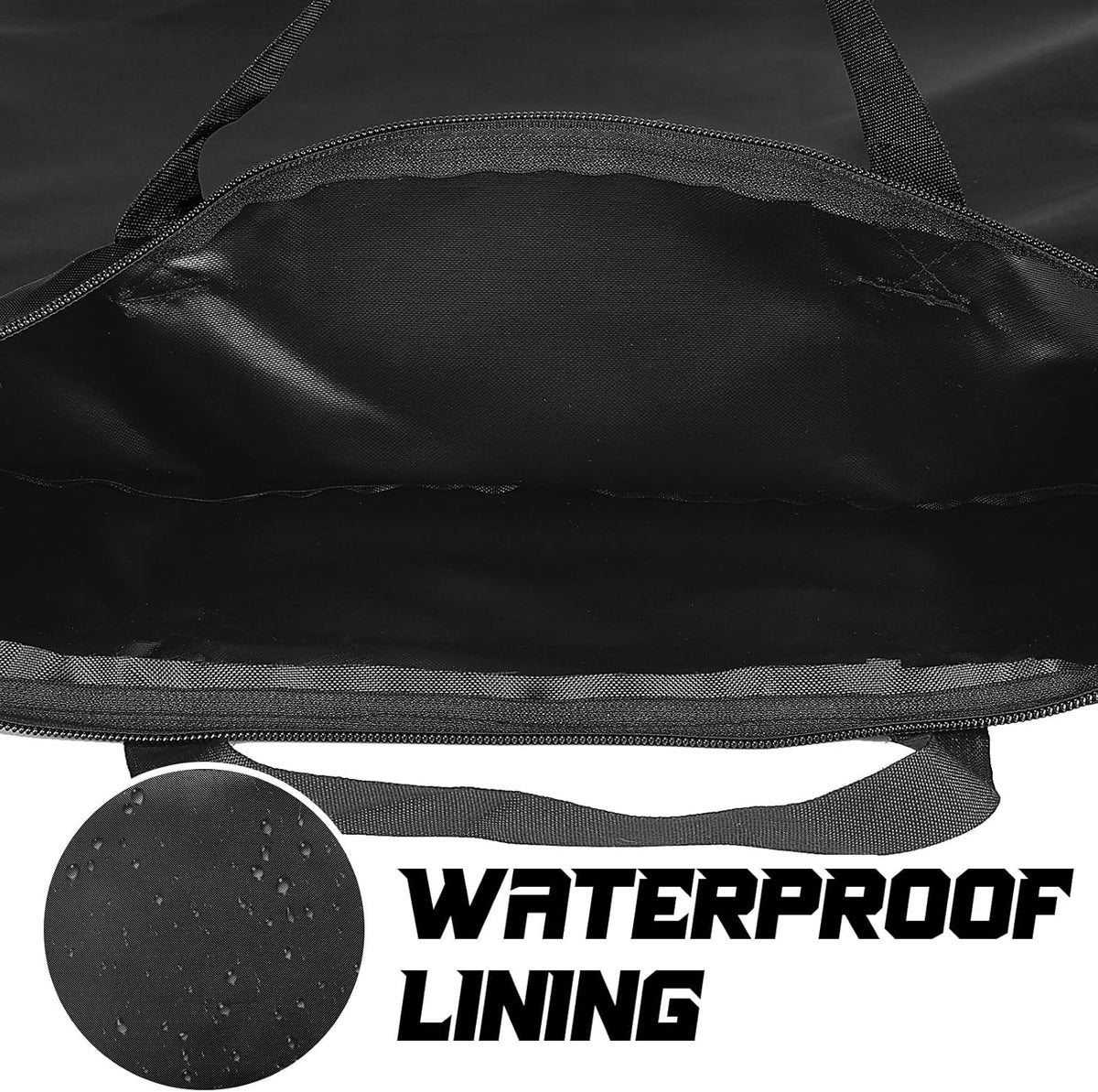 Kingdder 2 Pack Large Travel Laundry Bag for Dirty Clothes with Handle 18" x 23" Heavy Duty Waterproof Wet Dry Bags with 2 Zippered Pockets for Swimsuit Beach Camping Sports Gym Dorm Towel Home(Black)