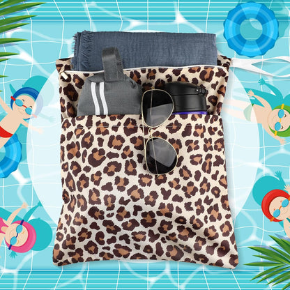 Frienda 4 Pack Wet Bags for Swimsuits, Waterproof Reusable Travel Wet Dry Bags with Zippered Pockets for Beach Pool Swimwear, Towels, Gym, Cloth Diapers, Summer Vacation Essentials(Nautical Style)