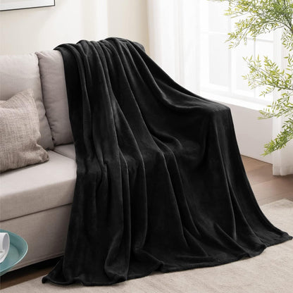 BEDELITE Fleece Blanket Black Throw Blankets for Couch & Bed, Luxury Plush Cozy Fuzzy Blanket 50x60 inches, Super Soft Warm Lightweight Throw Blanket for Travel Camping - Colors B