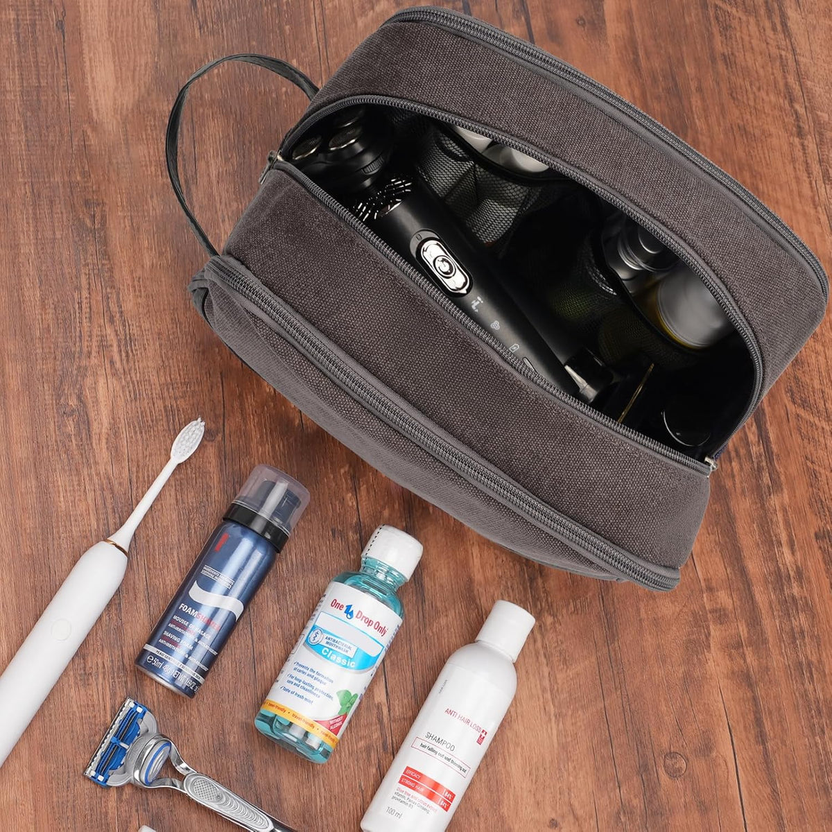 WANDF Travel Toiletry Bag for Men Large Toiletries Shaving Bag Water Resistant Hanging Dopp Kit Travel Accessories Bag for Women Men (Green)