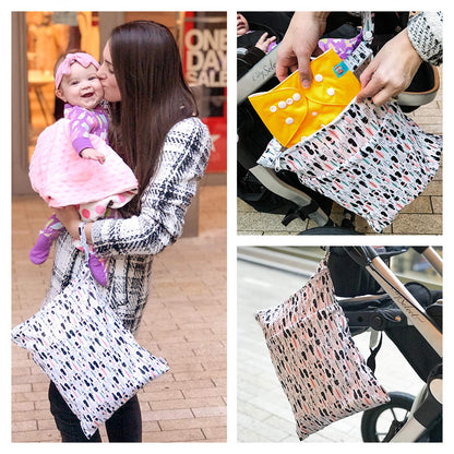 ALVA ALVABABY 3pcs Baby Cloth Diaper Wet/Dry Bags|Waterproof Reusable with Two Pockets|Travel, Beach, Pool, Daycare, Soiled Baby Items,Yoga,Gym Bag for Swimsuits or Wet Clothes 3L-ZM09 - Colors A