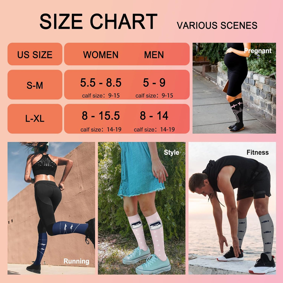 4 Pairs Compression Socks for Women Circulation-Best Support for Nurses,Running,Athletic,Travel
