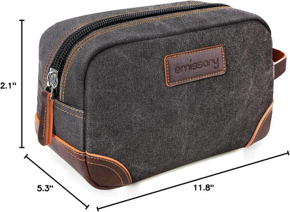 emissary Toiletry Bag for Men, Canvas Travel Toiletry Bag Men's Dopp Kit, Water-resistant Bathroom Bag Mens Shaving Kit, Travel Kit Small Bags, Shaving Bag, Toiletry Bags