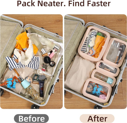 Diaper Bag Organizer Pouch Set, Clear Organizer Bags, TSA Approved Toiletry Bag, Clear Waterproof Cosmetic Bags with Zipper, Purse Organizer Pouches, Travel Organizer Bags for Woman and Kids