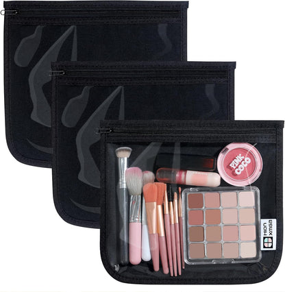 HIONXMGA TSA Approved Toiletry Bag, Set of 3 Clear Travel Toiletry Bag Quart Size Zipper Travel Pouch, Waterproof Makeup Cosmetic Bag for Women Men Kids Toiletries Carry on, Cacti A