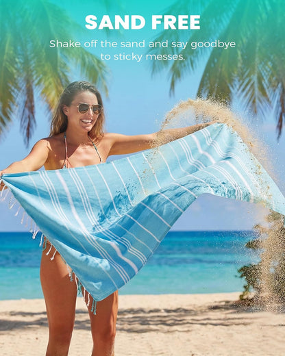 Antfuny Turkish Beach Towels Vacation Essentials Quick Dry Sand Free Oversized Bath Pool Swim Towel Extra Large XL Blanket Adult Travel Cruise Accessories Must Haves Clearance Stuff Necessities - Colors C