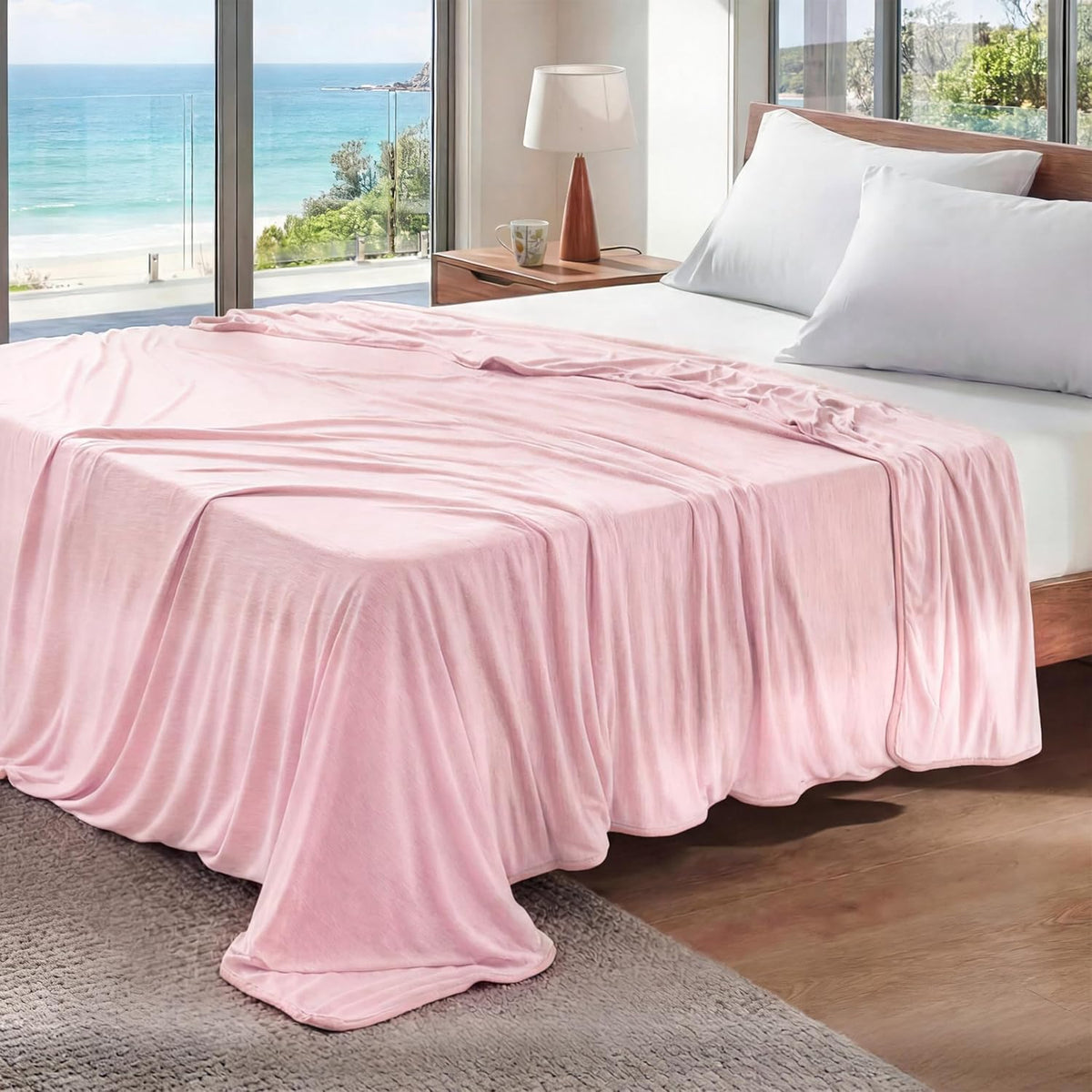 Bedsure Silky Soft Summer Cooling Blanket for Hot Sleepers, Rayon Derived from Bamboo Cold Throw Blanket for Couch, Lightweight Bed Cooling Throw Camping Picnic Travel Outdoor Dorm Essentials, 50x70