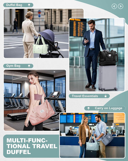 Travel Duffel Bag, Sports Tote Gym Bag, Shoulder Weekender Overnight Bag for Women - Colors B