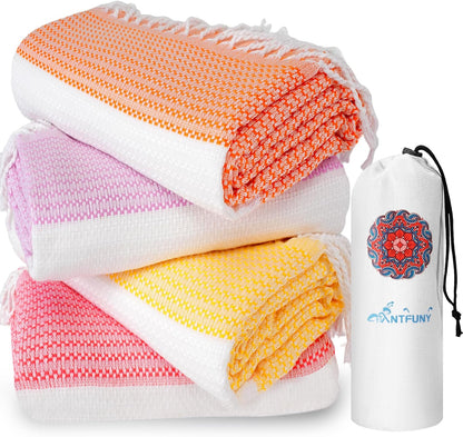 Antfuny Turkish Beach Towels Vacation Essentials Quick Dry Sand Free Oversized Bath Pool Swim Towel Extra Large XL Blanket Adult Travel Cruise Accessories Must Haves Clearance Stuff Necessities - Colors C
