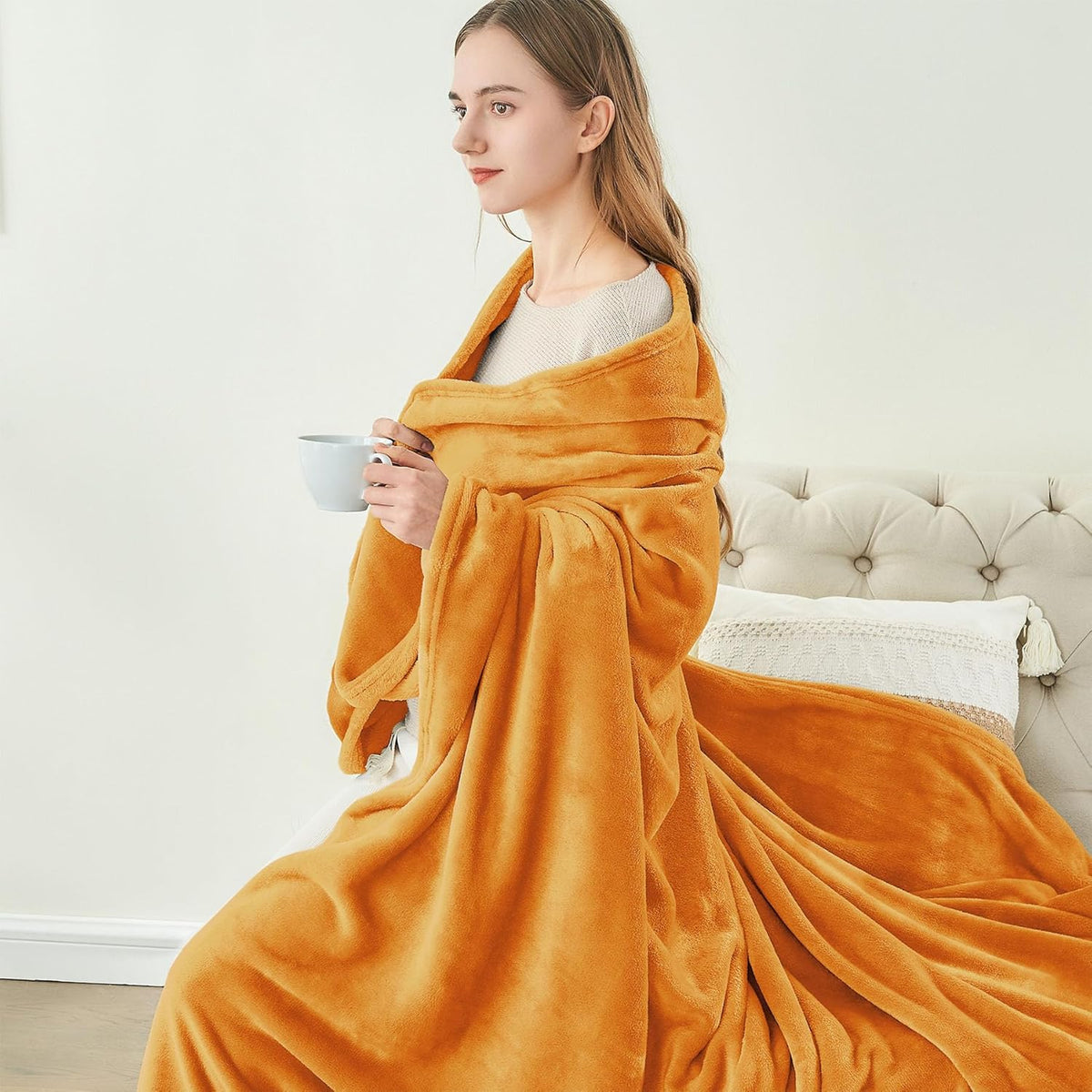 Fleece Blanket Soft Plush Throw for Couch Black 50"x60" - Colors A