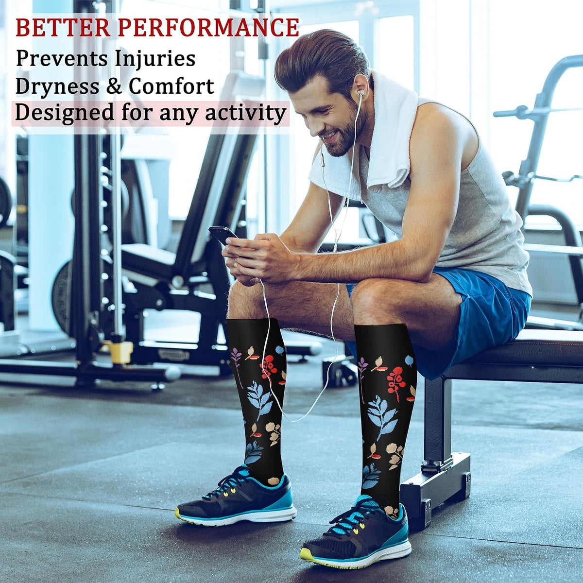 CHARMKING Compression Socks for Women & Men Circulation (8 Pairs) 15-20 mmHg Best Calf Socks Support for Athletic Cycling - Colors A