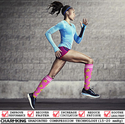 CHARMKING Compression Socks for Women & Men Circulation (8 Pairs) 15-20 mmHg Best Calf Socks Support for Athletic Cycling - Colors A