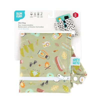 Bumkins Waterproof Wet Bag for Baby, Travel, Swim Suit, Cloth Diapers, Pump Parts, Pool, Beach, Gym Clothes, Toiletry, Hook to Stroller, Daycare, Zipper Reusable Wetdry Packing Pouch, Jungle