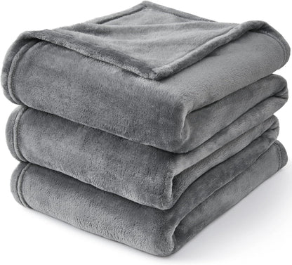 Fleece Blanket Soft Plush Throw for Couch Black 50"x60" - Colors A