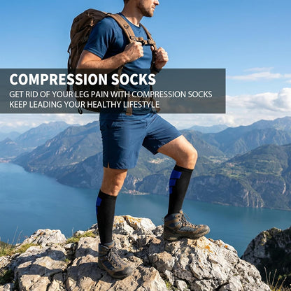 Sooverki Copper Compression Socks for Men & Women 8 Pack 15-20mmHg - Knee High Stockings Best Support for Running Athletic