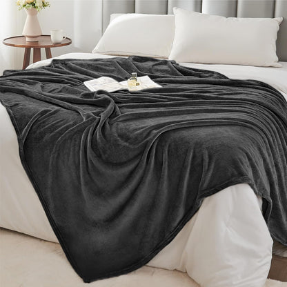 Fleece Blanket Soft Plush Throw for Couch Black 50"x60" - Colors A