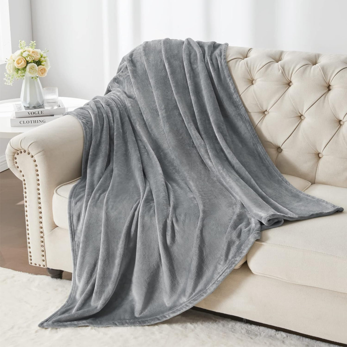 Fleece Blanket Soft Plush Throw for Couch Black 50"x60" - Colors A