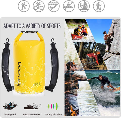 IDRYBAG Dry Bag for Kayaking Waterproof 2L/5L/10L/15L/20L, Small Dry Sack Waterproof Bag for Boating