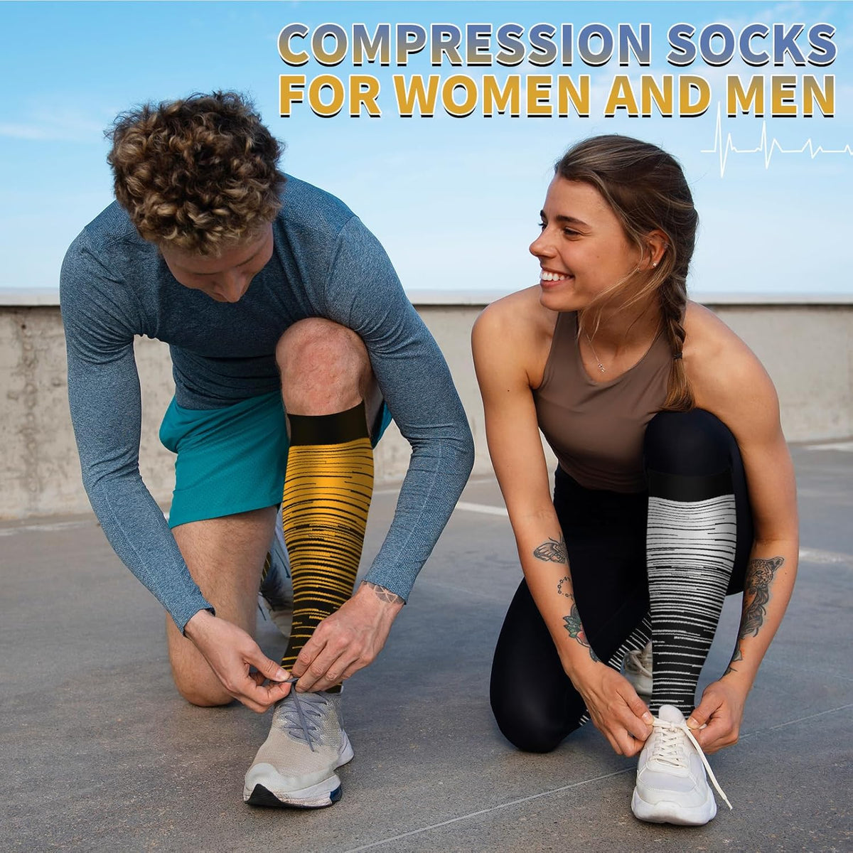 Sooverki Copper Compression Socks for Men & Women 8 Pack 15-20mmHg - Knee High Stockings Best Support for Running Athletic