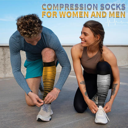 Sooverki Copper Compression Socks for Men & Women 8 Pack 15-20mmHg - Knee High Stockings Best Support for Running Athletic