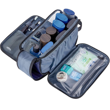 ZEEMO Travel Toiletry Bag for Men, Medium Water-Resistant Double-Sided Full-Open Dopp Kit, Versatile Organizer for Shower and Hygiene Accessories, Bathroom Essentials, Cosmetics, Black