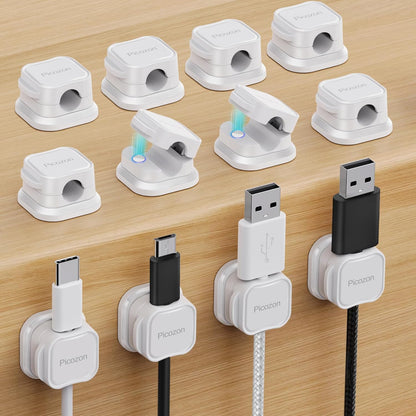Picozon 6 Pack Magnetic Cable Clip Organizer Cord Holder, Picozon Adhesive Cable Management, Wire Phone USB Charger Cable Holder Keeper Organizer for Car, Office Home Desktop, Wall, Night Table