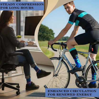 Sooverki Copper Compression Socks for Men & Women 8 Pack 15-20mmHg - Knee High Stockings Best Support for Running Athletic