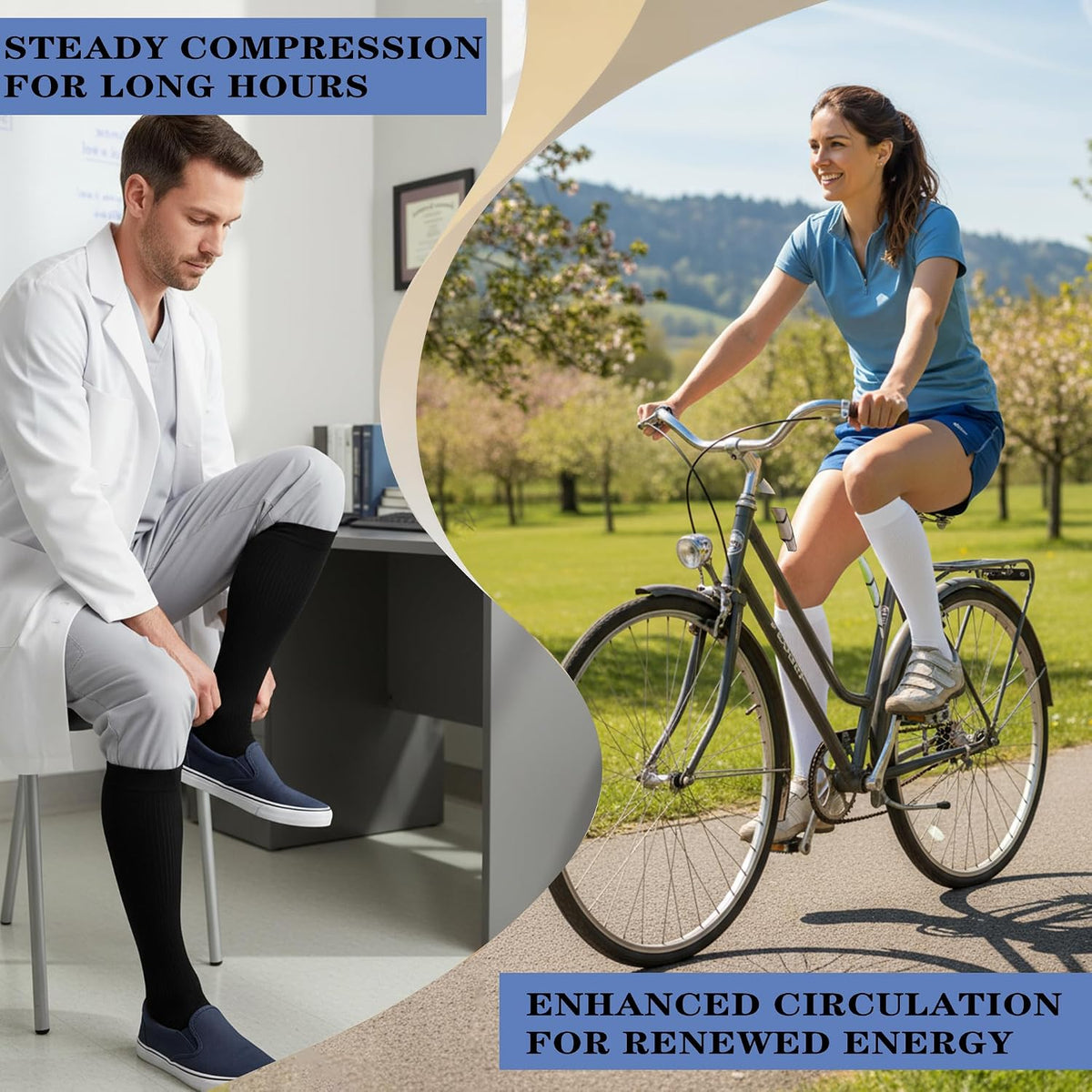 Sooverki Copper Compression Socks for Men & Women 8 Pack 15-20mmHg - Knee High Stockings Best Support for Running Athletic
