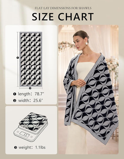 PULI Women's Pashmina Shawl Wraps for Evening Dress Large Scarf Blanket Long Wedding Bridal Winter Warm Shoulder Wrap - Colors A
