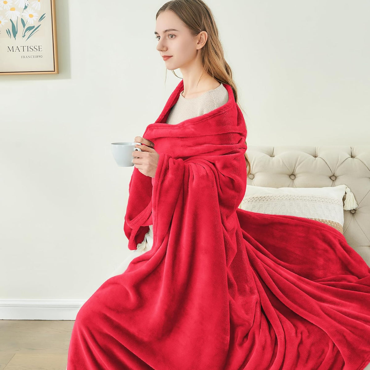 Fleece Blanket Soft Plush Throw for Couch Black 50"x60" - Colors A