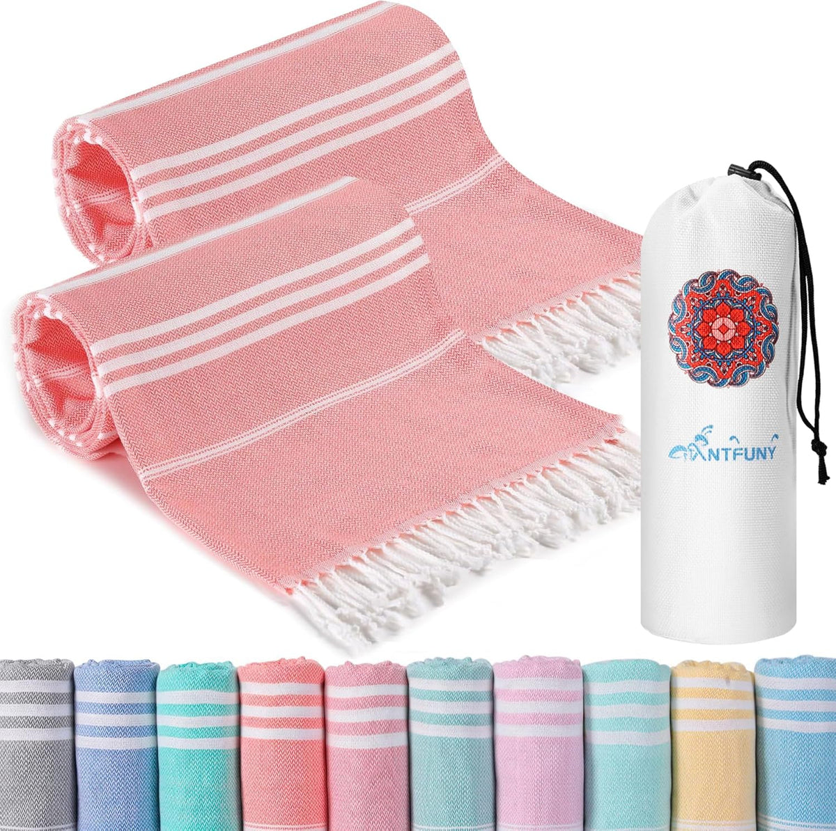 Antfuny Turkish Beach Towels Vacation Essentials Quick Dry Sand Free Oversized Bath Pool Swim Towel Extra Large XL Blanket Adult Travel Cruise Accessories Must Haves Clearance Stuff Necessities - Colors A